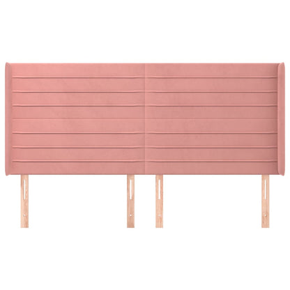 vidaXL Kopfteil mit Ohren Rosa 203x16x118/128 cm Samt