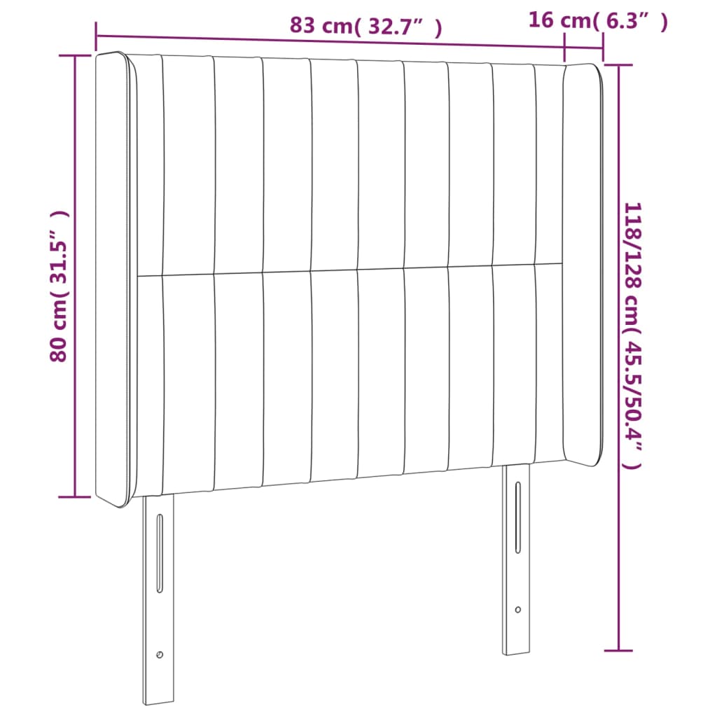 vidaXL Kopfteil mit Ohren Hellgrau 83x16x118/128 cm Stoff