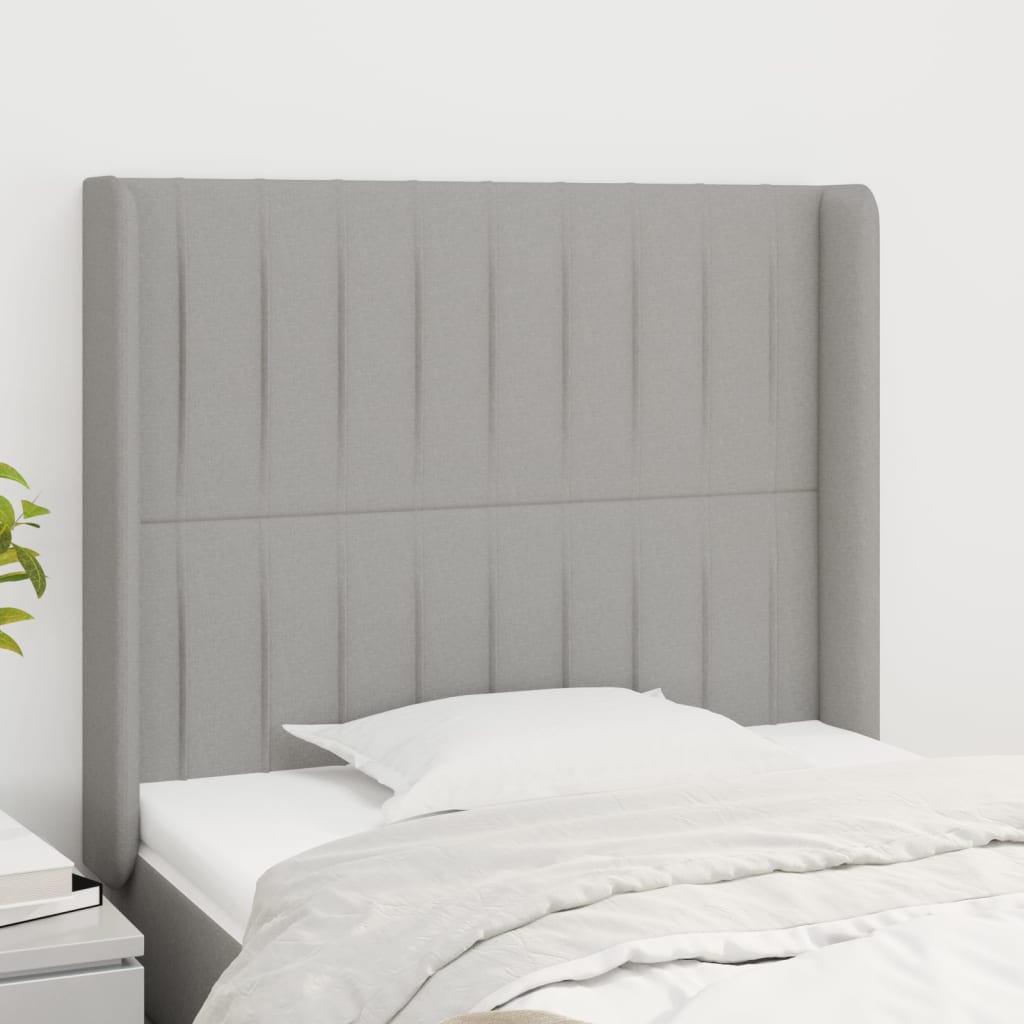 vidaXL Kopfteil mit Ohren Hellgrau 83x16x118/128 cm Stoff