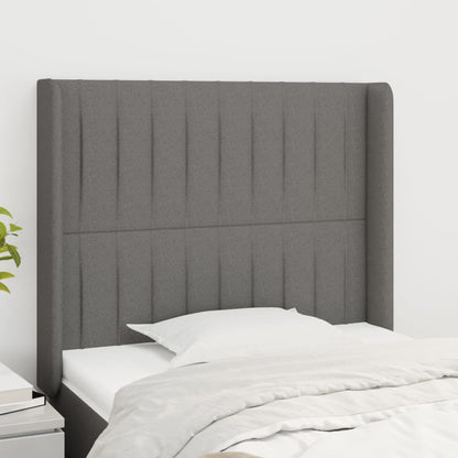 vidaXL Kopfteil mit Ohren Dunkelgrau 83x16x118/128 cm Stoff