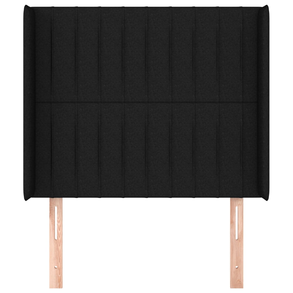 vidaXL Kopfteil mit Ohren Schwarz 83x16x118/128 cm Stoff