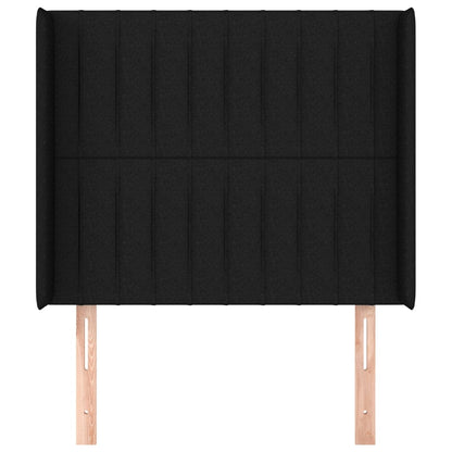 vidaXL Kopfteil mit Ohren Schwarz 83x16x118/128 cm Stoff