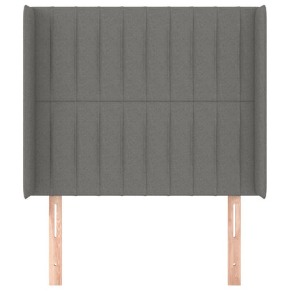 vidaXL Kopfteil mit Ohren Dunkelgrau 93x16x118/128 cm Stoff