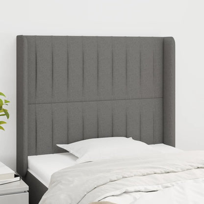 vidaXL Kopfteil mit Ohren Dunkelgrau 93x16x118/128 cm Stoff