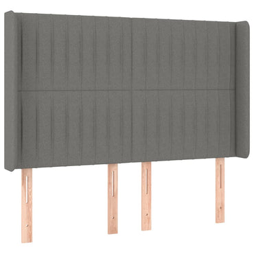 vidaXL Kopfteil mit Ohren Dunkelgrau 147x16x118/128 cm Stoff