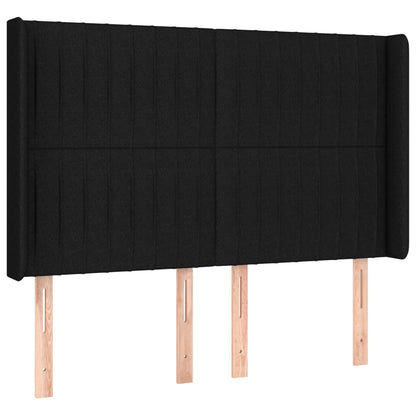 vidaXL Kopfteil mit Ohren Schwarz 147x16x118/128 cm Stoff
