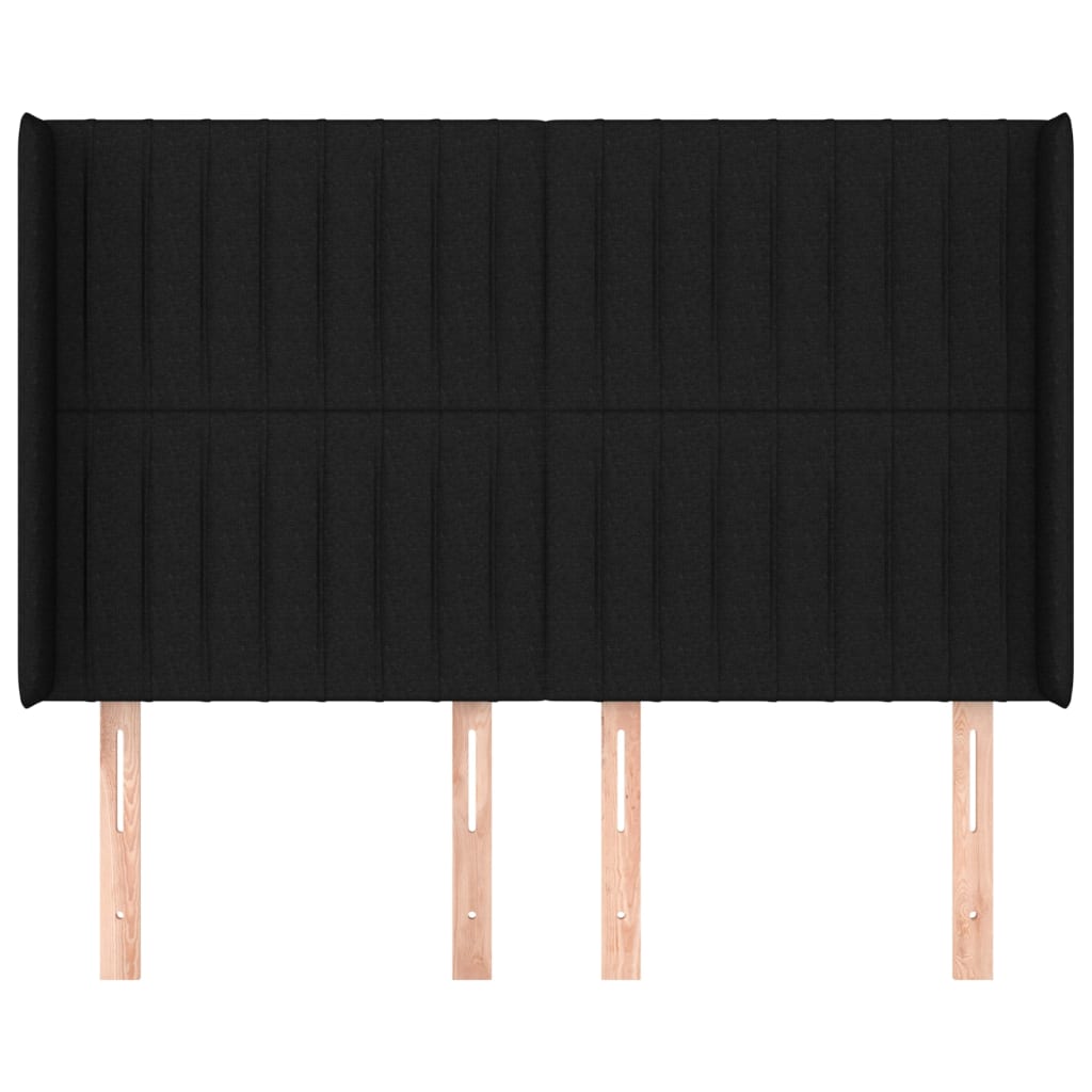 vidaXL Kopfteil mit Ohren Schwarz 147x16x118/128 cm Stoff