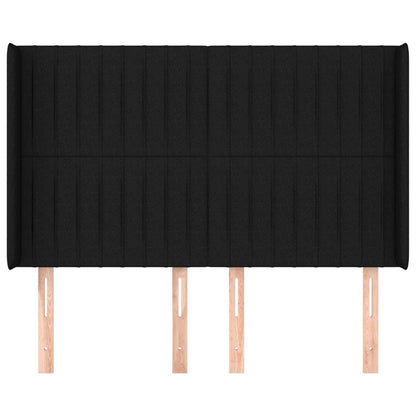 vidaXL Kopfteil mit Ohren Schwarz 147x16x118/128 cm Stoff