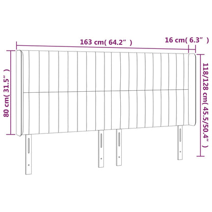 vidaXL Kopfteil mit Ohren Hellgrau 163x16x118/128 cm Stoff