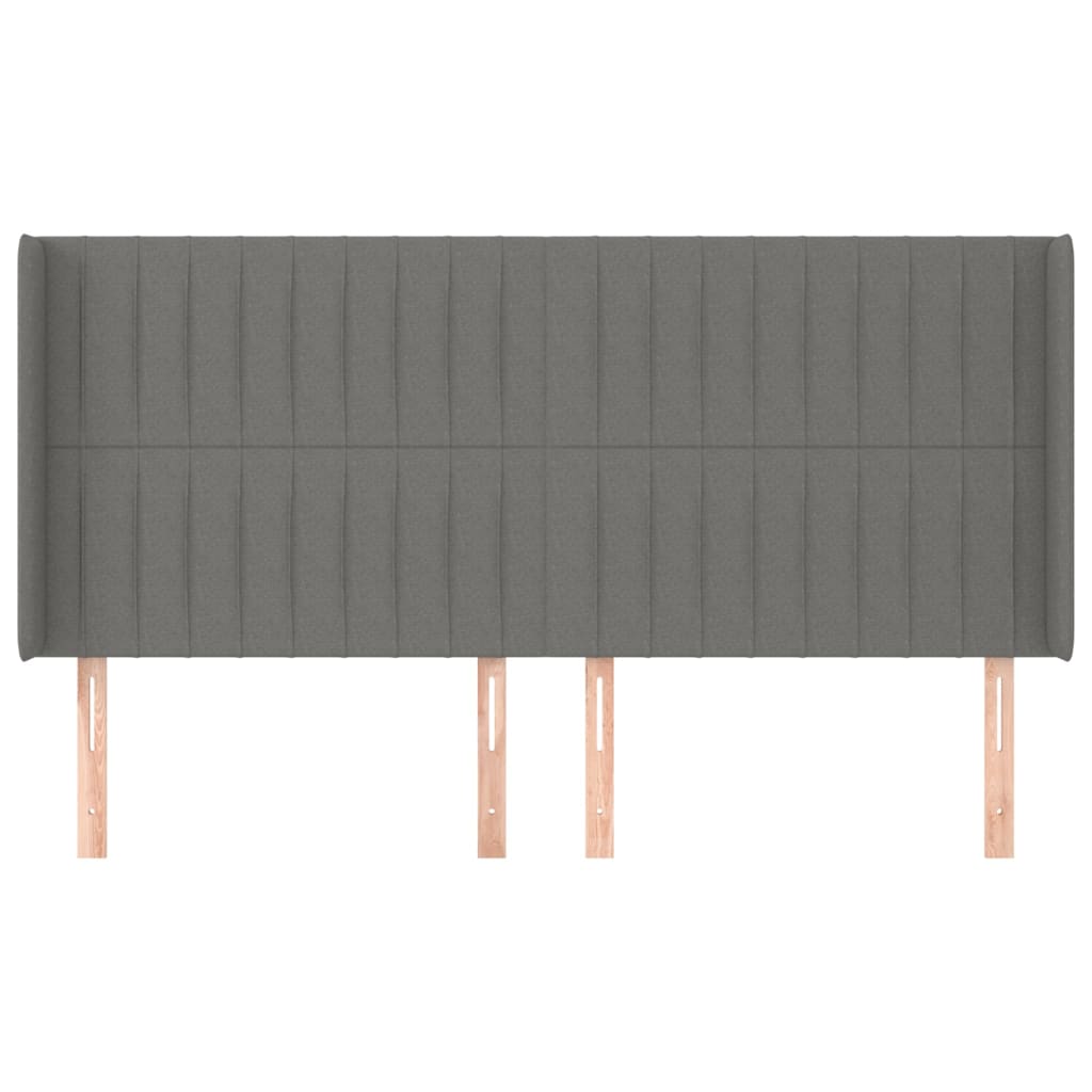 vidaXL Kopfteil mit Ohren Dunkelgrau 163x16x118/128 cm Stoff