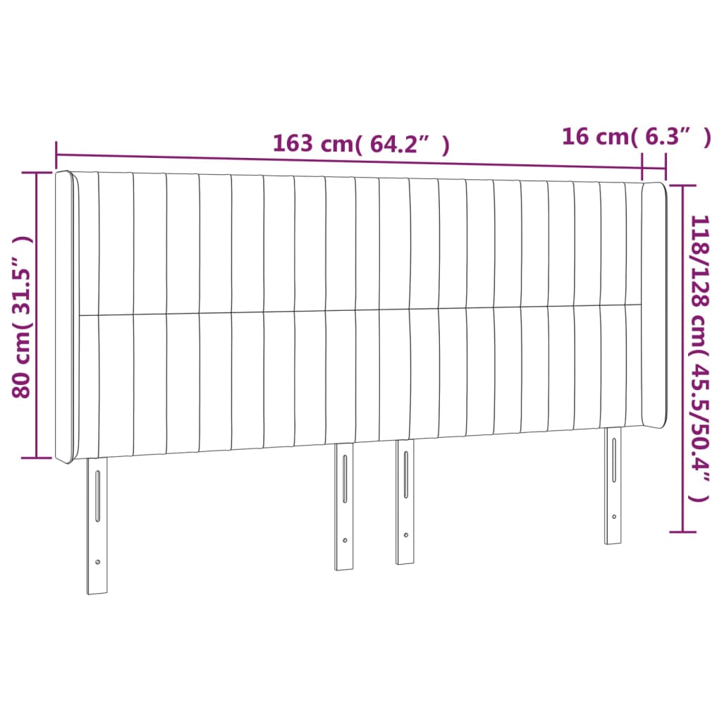 vidaXL Kopfteil mit Ohren Dunkelgrau 163x16x118/128 cm Stoff