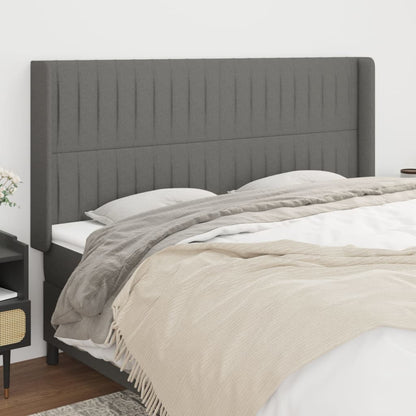 vidaXL Kopfteil mit Ohren Dunkelgrau 163x16x118/128 cm Stoff