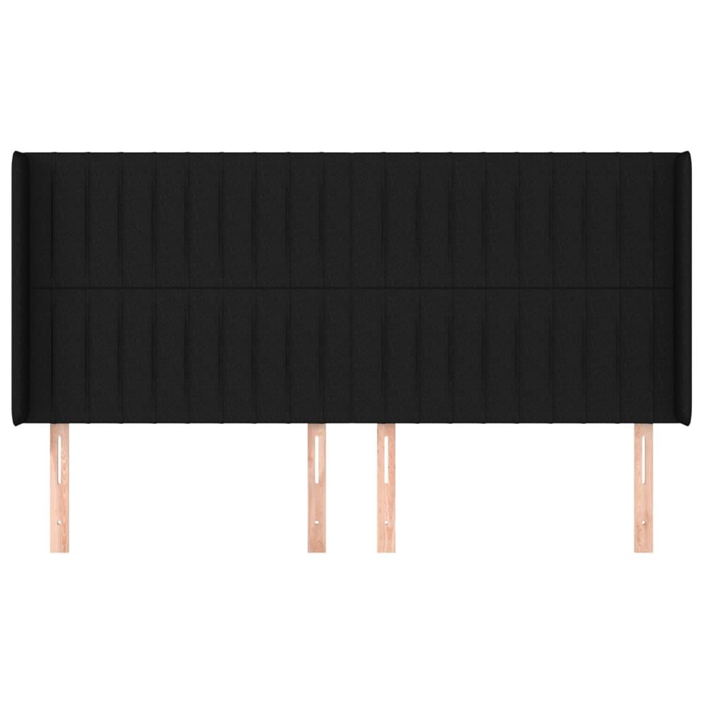 vidaXL Kopfteil mit Ohren Schwarz 163x16x118/128 cm Stoff