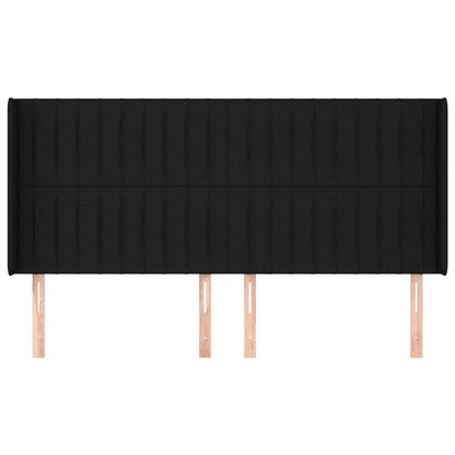 vidaXL Kopfteil mit Ohren Schwarz 163x16x118/128 cm Stoff