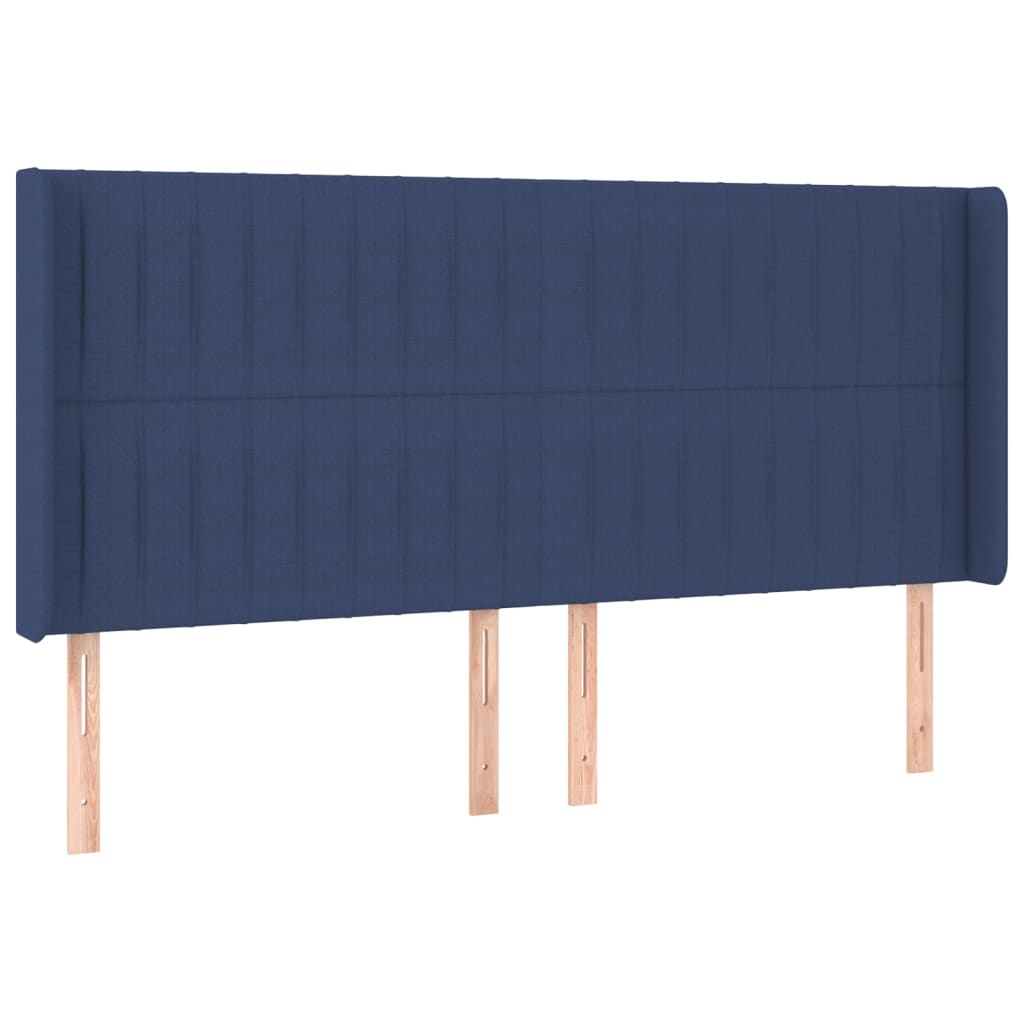 vidaXL Kopfteil mit Ohren Blau 163x16x118/128 cm Stoff