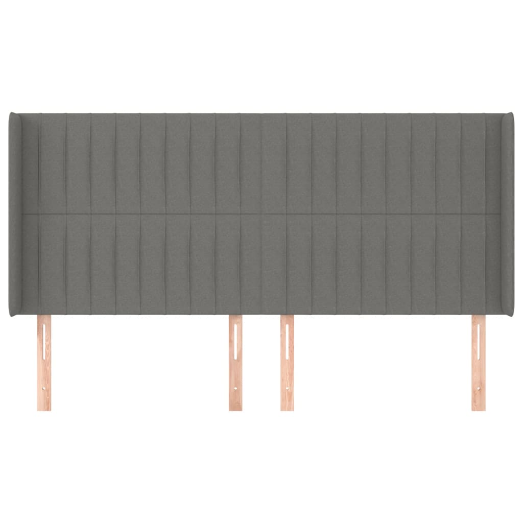 vidaXL Kopfteil mit Ohren Dunkelgrau 183x16x118/128 cm Stoff