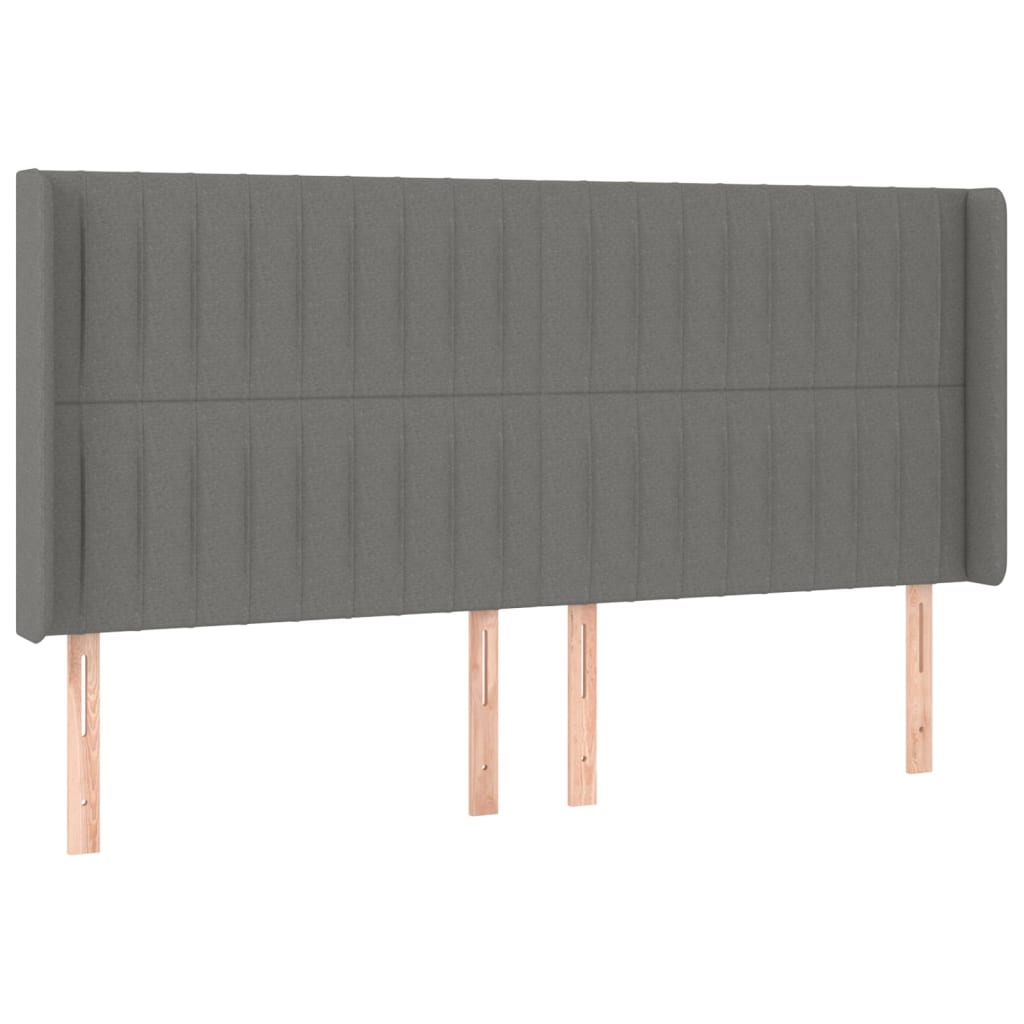 vidaXL Kopfteil mit Ohren Dunkelgrau 203x16x118/128 cm Stoff