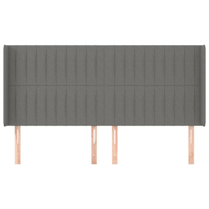vidaXL Kopfteil mit Ohren Dunkelgrau 203x16x118/128 cm Stoff
