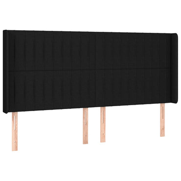 vidaXL Kopfteil mit Ohren Schwarz 203x16x118/128 cm Stoff