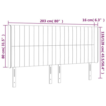vidaXL Kopfteil mit Ohren Dunkelbraun 203x16x118/128 cm Stoff
