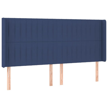 vidaXL Kopfteil mit Ohren Blau 203x16x118/128 cm Stoff