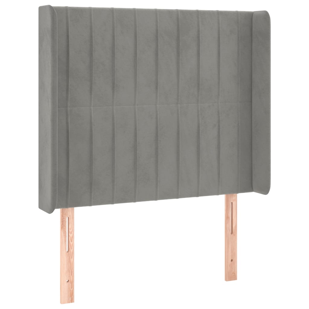 vidaXL Kopfteil mit Ohren Hellgrau 83x16x118/128 cm Samt
