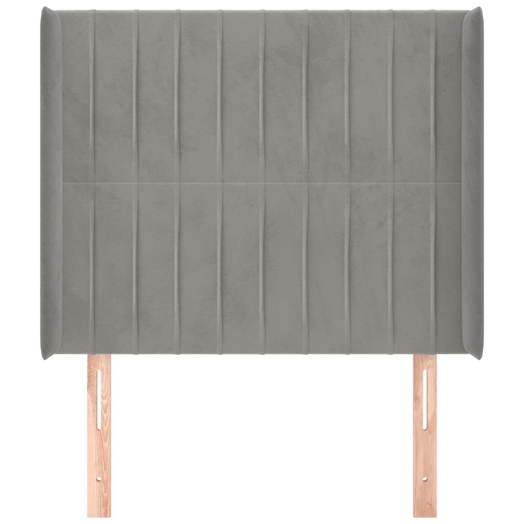 vidaXL Kopfteil mit Ohren Hellgrau 83x16x118/128 cm Samt