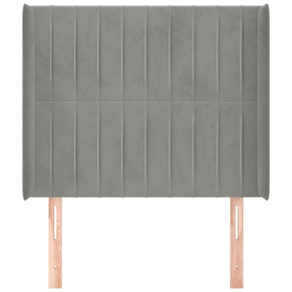 vidaXL Kopfteil mit Ohren Hellgrau 83x16x118/128 cm Samt