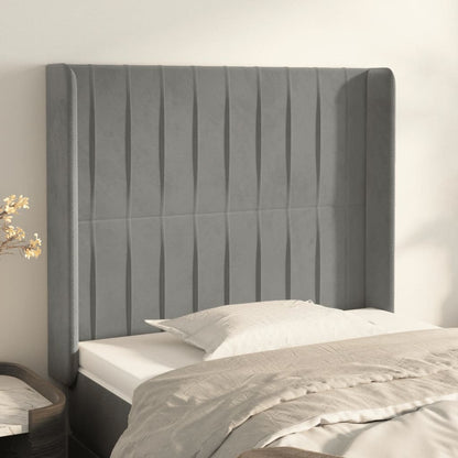 vidaXL Kopfteil mit Ohren Hellgrau 83x16x118/128 cm Samt