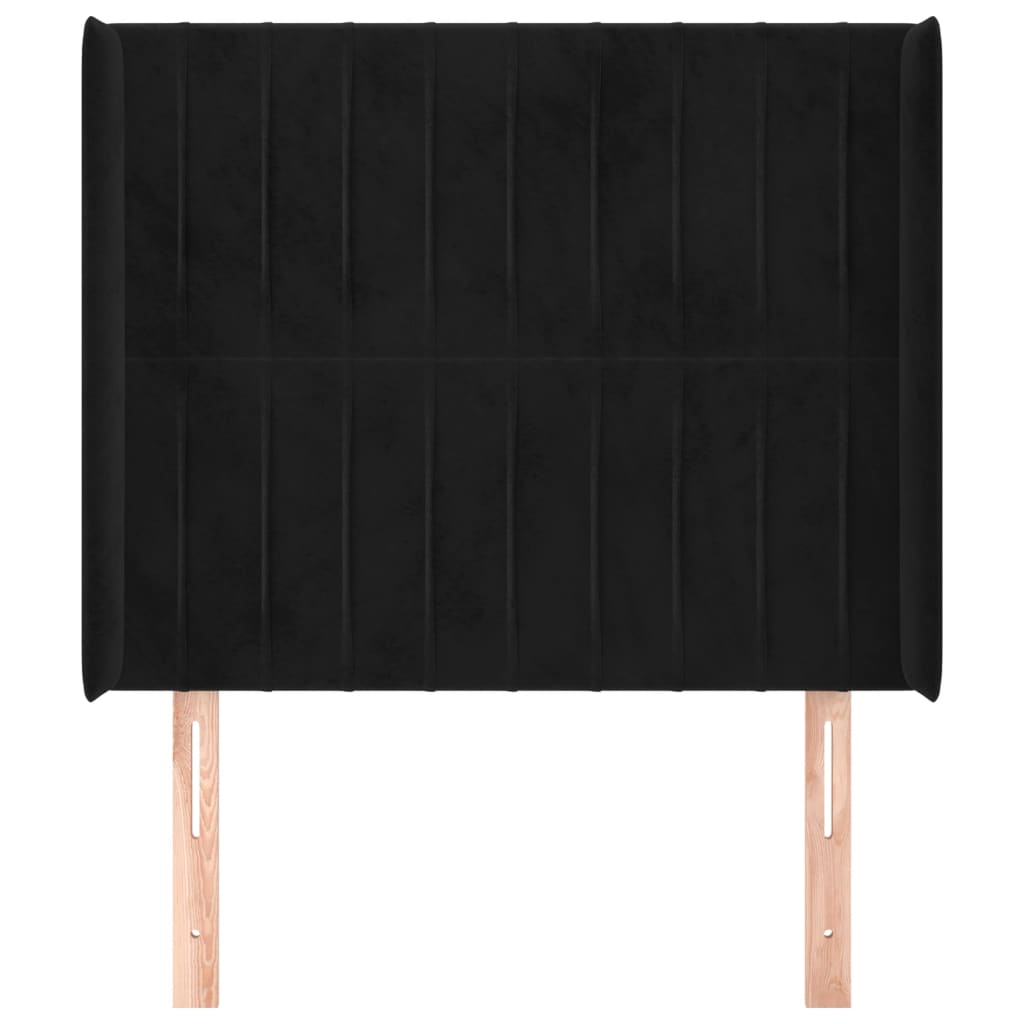 vidaXL Kopfteil mit Ohren Schwarz 83x16x118/128 cm Samt
