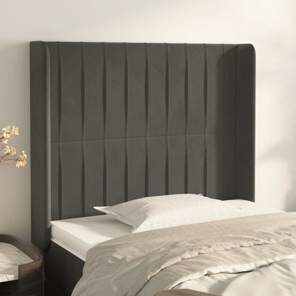 vidaXL Kopfteil mit Ohren Dunkelgrau 93x16x118/128 cm Samt