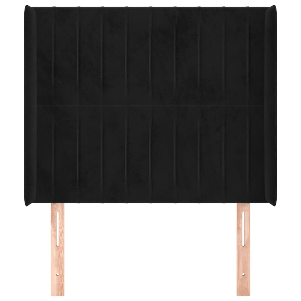 vidaXL Kopfteil mit Ohren Schwarz 93x16x118/128 cm Samt