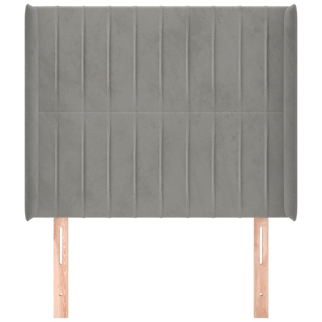 vidaXL Kopfteil mit Ohren Hellgrau 103x16x118/128 cm Samt