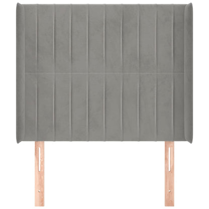 vidaXL Kopfteil mit Ohren Hellgrau 103x16x118/128 cm Samt