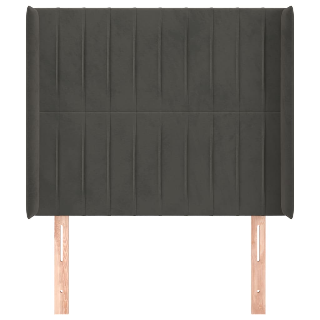 vidaXL Kopfteil mit Ohren Dunkelgrau 103x16x118/128 cm Samt
