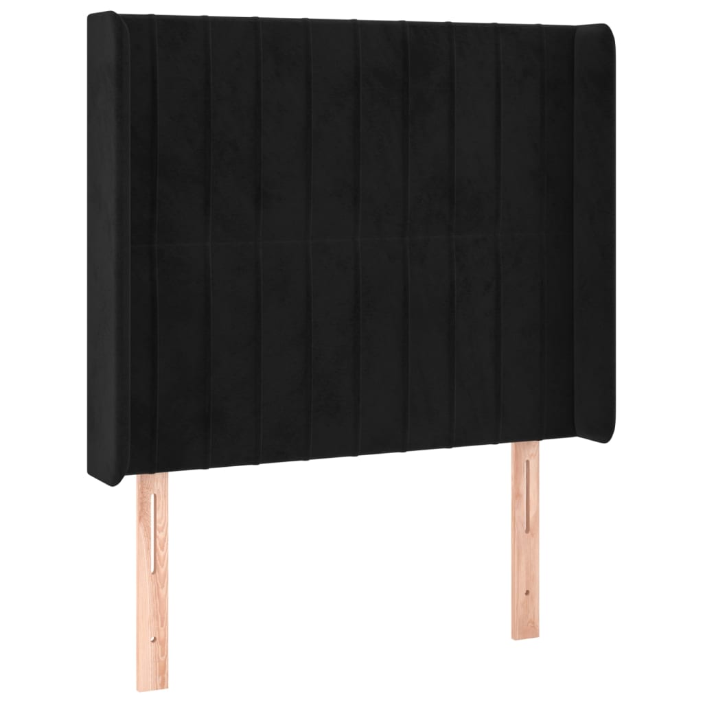 vidaXL Kopfteil mit Ohren Schwarz 103x16x118/128 cm Samt