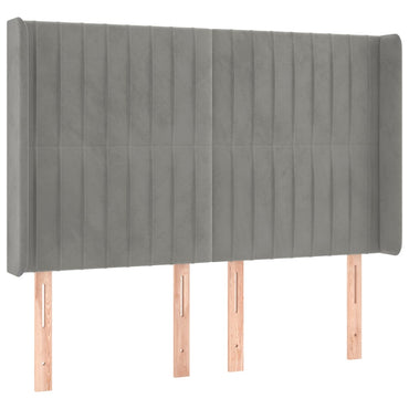 vidaXL Kopfteil mit Ohren Hellgrau 147x16x118/128 cm Samt