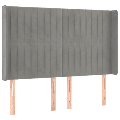 vidaXL Kopfteil mit Ohren Hellgrau 147x16x118/128 cm Samt