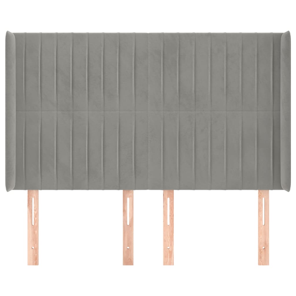 vidaXL Kopfteil mit Ohren Hellgrau 147x16x118/128 cm Samt