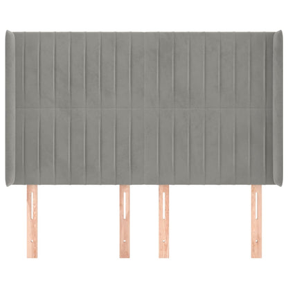 vidaXL Kopfteil mit Ohren Hellgrau 147x16x118/128 cm Samt