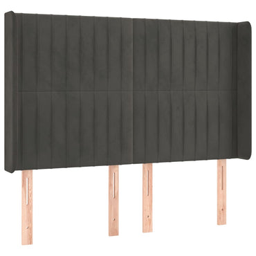 vidaXL Kopfteil mit Ohren Dunkelgrau 147x16x118/128 cm Samt