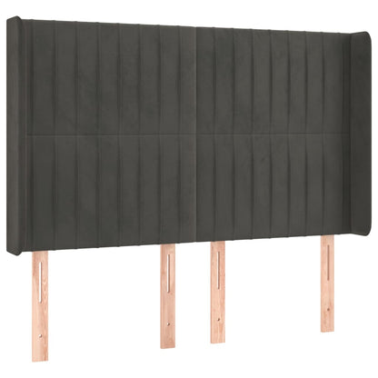 vidaXL Kopfteil mit Ohren Dunkelgrau 147x16x118/128 cm Samt