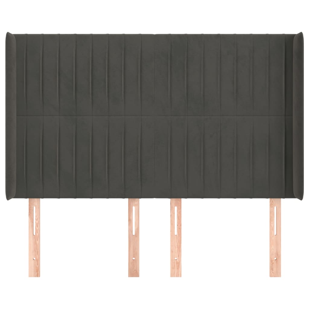 vidaXL Kopfteil mit Ohren Dunkelgrau 147x16x118/128 cm Samt