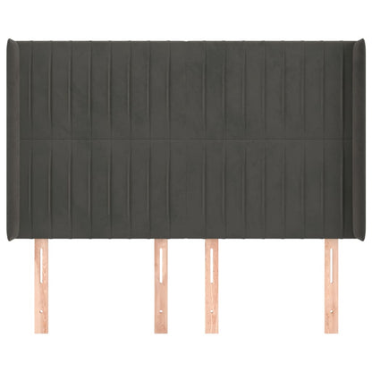 vidaXL Kopfteil mit Ohren Dunkelgrau 147x16x118/128 cm Samt