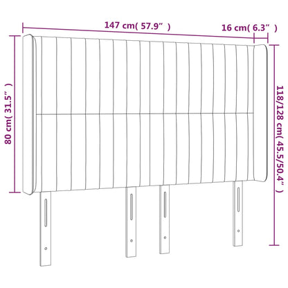 vidaXL Kopfteil mit Ohren Dunkelgrau 147x16x118/128 cm Samt
