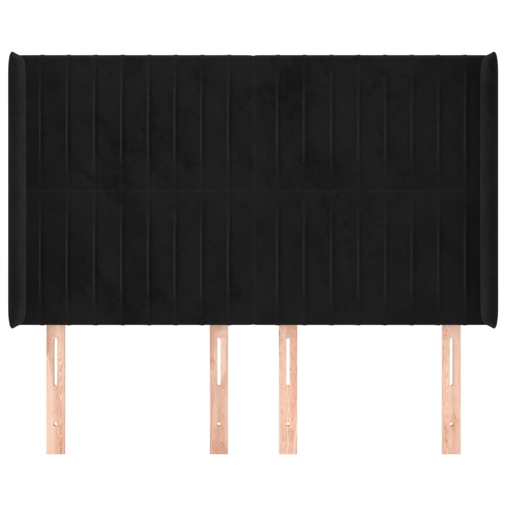 vidaXL Kopfteil mit Ohren Schwarz 147x16x118/128 cm Samt