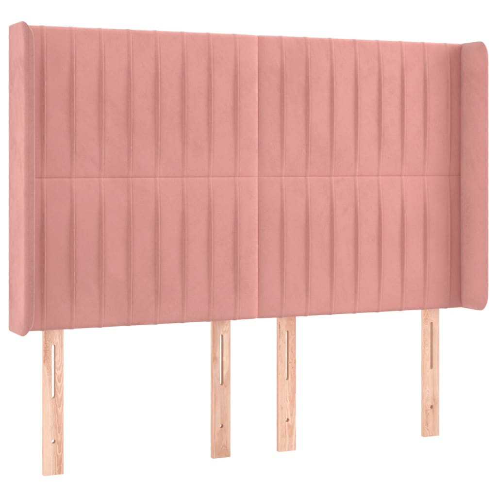 vidaXL Kopfteil mit Ohren Rosa 147x16x118/128 cm Samt