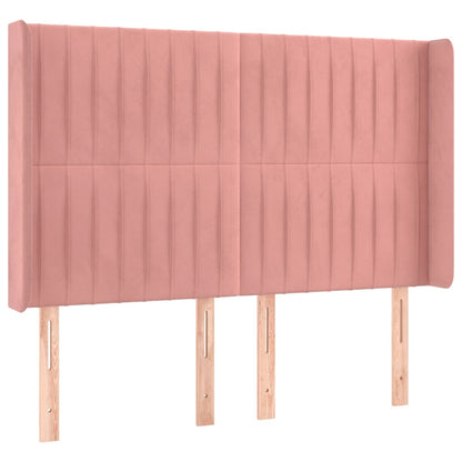 vidaXL Kopfteil mit Ohren Rosa 147x16x118/128 cm Samt
