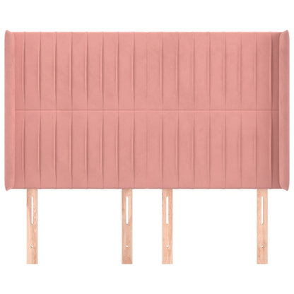 vidaXL Kopfteil mit Ohren Rosa 147x16x118/128 cm Samt