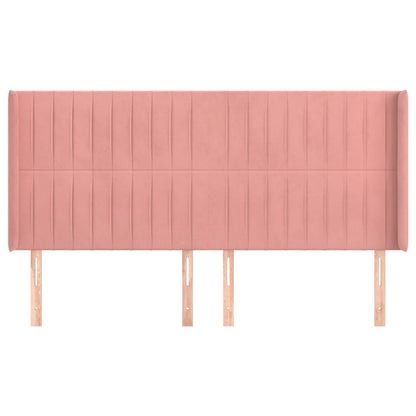 vidaXL Kopfteil mit Ohren Rosa 163x16x118/128 cm Samt